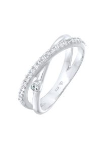 Elli Damski Wrap X Shape mieniący się kryształami w srebrze próby 925 sterling silver Pierścionki 1 ct. Szare pierścionki Elli, srebrne. Za 283,89 zł.