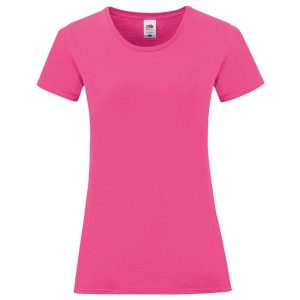 Koszulka Damska Z Bawełny Czesanej Iconic. Czerwone bluzki FRUIT OF THE LOOM, bez wzorów, z bawełny, casualowe, bez kołnierzyka, bez ramiączek. Za 35,99 zł.