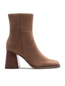 Nine West Botki KASIM ZR117-2 Brązowy. Brązowe botki Nine West, bez wzorów, z materiału, bez obcasa, na słupku, bez zapięcia. Za 195,99 zł.