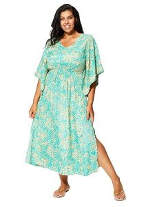 Aller Simplement Sukienka w kolorze miętowym rozmiar: 54-58. Zielone sukienki Aller Simplement, bez wzorów, klasyczne, bez kołnierzyka, bez ramiączek, maxi. Za 65,99 zł.