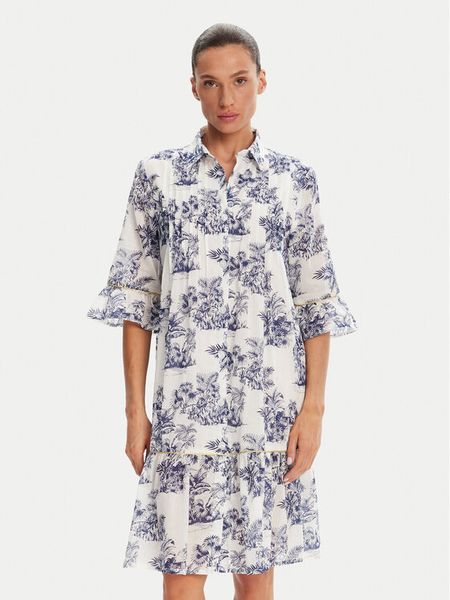 Iconique Sukienka koszulowa IC25-076 Biały Relaxed Fit. Białe kombinezony Iconique, l, bez wzorów, z bawełny, bez kołnierzyka, bez ramiączek. Za 309,99 zł.