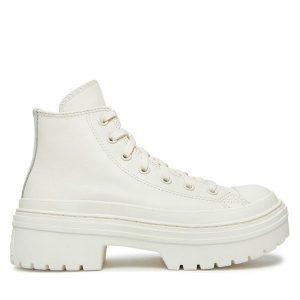 Trzewiki Converse. Białe botki Converse, bez wzorów, bez obcasa, na płaskiej podeszwie, bez zapięcia. Za 419,99 zł.
