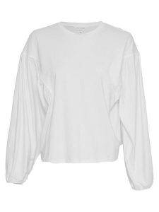 MOSS COPENHAGEN Koszulka "Nadaline" w kolorze białym rozmiar: L/XL. Białe bluzki Moss Copenhagen, l, bez wzorów, z bawełny, bez kołnierzyka, bez ramiączek. Za 118,56 zł.