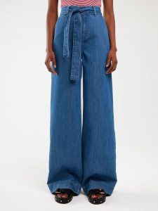 Jeansy damskie wide z paskiem niebieskie Julii 312. Niebieskie jeansy Big Star, bez wzorów, z denimu, z podwyższonym stanem. Za 299,99 zł.