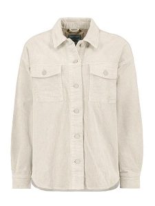 Sublevel Sztruksowa kurtka koszulowa w kolorze kremowym rozmiar: L. Brązowe kurtki Sublevel, l, bez wzorów, ze sztruksu, bez kaptura. Za 74,11 zł.