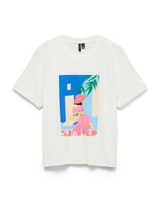 Vero Moda T-Shirt Salli Mette 10344804 Biały Regular Fit. Białe t-shirty Vero Moda, s, bez wzorów, z bawełny, bez kołnierzyka, bez ramiączek. Za 79,99 zł.