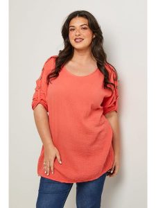 Curvy Lady Bluzka w kolorze koralowym rozmiar: 48/50. Czerwone bluzki Curvy Lady, bez wzorów, klasyczne, bez kołnierzyka, bez ramiączek. Za 118,28 zł.