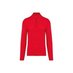 Sweter 1/4 zip Kariban. Czerwone swetry klasyczne KARIBAN, na zimę, bez kołnierzyka. Za 238,50 zł.