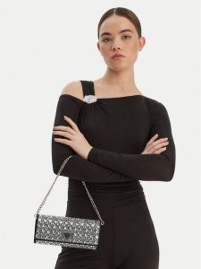 Guess Torebka Elsie Mini HWSC96 50710 Srebrny. Szare torebki klasyczne Guess, z aplikacjami, z materiału, bez dodatków. Za 659,99 zł.