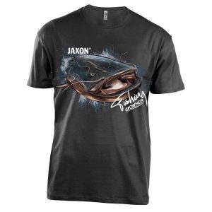 Koszulka wędkarska Jaxon Nature Sum Catfish. Czarne bluzki JAXON, xl, bez wzorów, sportowe, bez kołnierzyka, bez ramiączek. Za 69,99 zł.
