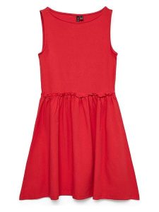 Vero Moda Sukienka w kolorze czerwonym rozmiar: S. Czerwone sukienki Vero Moda, s, bez wzorów, z bawełny, bez kołnierzyka, bez ramiączek, mini. Za 114,95 zł.