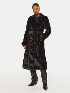 Bardot Futro Faux 59622JB Czarny Regular Fit. Czarne płaszcze Bardot, s, bez wzorów, z futra, bez kaptura. Za 779,99 zł.