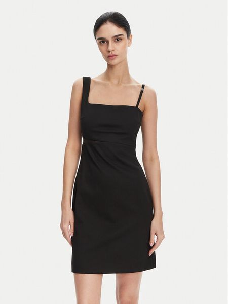 HUGO Sukienka codzienna Kutari 50530172 Czarny Slim Fit. Czarne sukienki Hugo, na co dzień, bez wzorów, z syntetyku, bez kołnierzyka, bez ramiączek, proste. Za 539,99 zł.