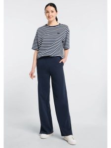 ELBSAND Koszulka "Kia" w kolorze granatowo-białym rozmiar: L. Białe bluzki ELBSAND, l, bez wzorów, z bawełny, bez kołnierzyka, bez ramiączek. Za 82,99 zł.