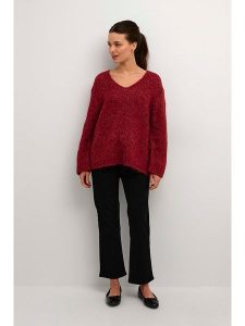 Kaffe Sweter "Alioma" w kolorze czerwonym rozmiar: M. Czerwone swetry oversize Kaffe, m, bez wzorów, z wełny, bez ramiączek. Za 70,24 zł.
