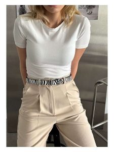 Lucky Bees Pasek w kolorze czarno-białym - dł. 100 cm rozmiar: onesize. Białe paski Lucky Bees, bez wzorów, z materiału. Za 78,10 zł.