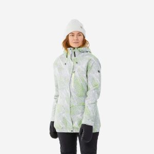 Kurtka snowboardowa damska Dreamscape SNB 100. Białe kurtki DREAMSCAPE, na zimę, m, bez wzorów, z materiału, bez kaptura, narciarskie. Za 299,99 zł.