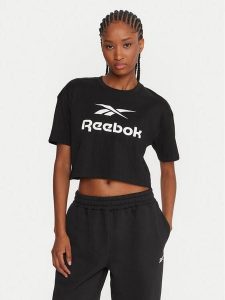 Reebok T-Shirt RK25319CCW Czarny Regular Fit. Czarne t-shirty Reebok, s, bez wzorów, z bawełny, bez kołnierzyka, bez ramiączek. Za 79,99 zł.