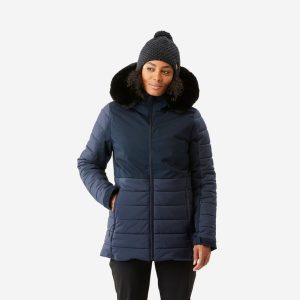 Kurtka narciarska damska Wedze 100 Warm. Niebieskie kurtki WED'ZE, na zimę, xs, bez wzorów, z futra, bez kaptura, narciarskie. Za 369,99 zł.
