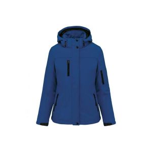 Kurtka damska z kapturem, ocieplana, softshell Kariban. Niebieskie kurtki KARIBAN, na zimę, bez wzorów, z softshellu, z kapturem. Za 388,50 zł.