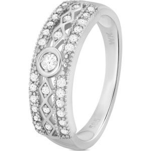 Unikalny Pierścionek Białe Złoto - złoto białe 585, Diament 0,30ct. Pierścionki marki W.KRUK. Za 4 590,00 zł.