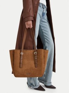 Nine West Torebka EO-STEEL ROSE-LDA9417 Brązowy jasny. Brązowe shopper bag Nine West, bez wzorów, z materiału, bez dodatków. Za 329,99 zł.