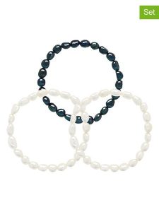 Pearline Bransoletki (3 szt.) z kamieniami szlachetnymi rozmiar: onesize. Białe bransoletki Pearline, z perłą, srebrne. Za 304,99 zł.