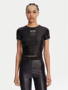 Versace Jeans Couture T-Shirt 78HAH6A2 Czarny Slim Fit. Czarne t-shirty Versace Jeans Couture, s, bez wzorów, z jeansu, bez kołnierzyka, bez ramiączek. Za 289,99 zł.