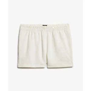 Krótki haftowany ton w ton damski Superdry Athletic Essentials. Białe szorty Superdry, bez wzorów, eleganckie. W wyprzedaży za 141,75 zł.