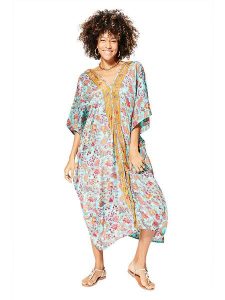 Aller Simplement Kaftan w kolorze turkusowo-czerwonym rozmiar: 34-40. Czerwone sukienki Aller Simplement, bez wzorów, klasyczne, bez kołnierzyka, bez ramiączek, maxi. Za 83,22 zł.