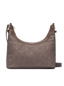 Calvin Klein Torebka Emblem Aop Sueded Shoulder Bag LV04F3880G Beżowy. Brązowe torebki klasyczne Calvin Klein, bez wzorów, ze skóry, bez dodatków. Za 529,99 zł.