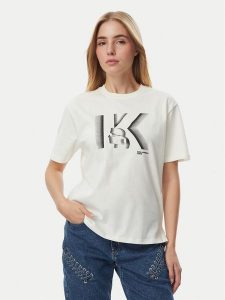 KARL LAGERFELD T-Shirt B4W17003 Kremowy Regular Fit. Białe t-shirty KARL LAGERFELD, xs, bez wzorów, bez kołnierzyka, bez ramiączek. Za 219,99 zł.