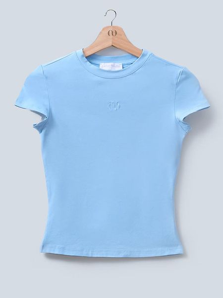 LeGer Koszulka w kolorze błękitnym rozmiar: 42. Niebieskie bluzki LeGer, bez wzorów, bez kołnierzyka, bez ramiączek. Za 118,01 zł.