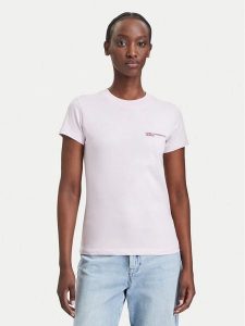 Karl Lagerfeld Jeans T-Shirt A1W17004 Różowy jasny Slim Fit. Czerwone t-shirty Karl Lagerfeld Jeans, l, bez wzorów, z bawełny, bez kołnierzyka, bez ramiączek. Za 219,99 zł.
