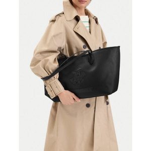 Torebka Beverly Hills Polo Club. Czarne shopper bag Beverly Hills Polo Club, bez wzorów, bez dodatków. Za 229,99 zł.