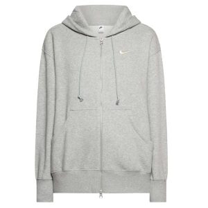 Bluza dresowa sportowa damska NSW Wmns Phoenix Fleece Oversized Full-Zip Hoodie. Szare bluzy Nike, bez wzorów, z bawełny, bez kaptura. Za 249,99 zł.