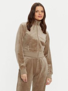 Guess Bluza V3BQ22 KBXI2 Brązowy Regular Fit. Brązowe bluzy Guess, m, z aplikacjami, z syntetyku, bez kaptura. Za 209,99 zł.