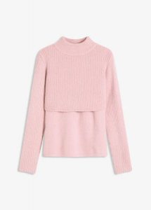 Sweter warstwowy. Czerwone swetry klasyczne bonprix, bez kołnierzyka. Za 99,99 zł.