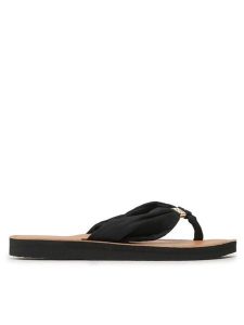 Tommy Hilfiger Japonki Th Elevated Beach Sandal FW0FW06985 Czarny. Czarne klapki TOMMY HILFIGER, bez wzorów, z materiału, bez obcasa. Za 129,99 zł.