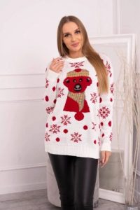Sweter świąteczny z misiem ecru. Swetry klasyczne KESI, l, z wełny, bez kołnierzyka, plus size. Za 125,45 zł.