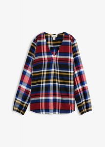 Tunika flanelowa z czystej bawełny organicznej. Czerwone tuniki bonprix, bez wzorów, z bawełny, bez kołnierzyka, bez ramiączek. Za 109,99 zł.