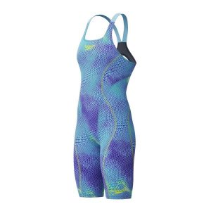 Strój startowy pływacki damski Speedo Fastskin HyperSpark OpenBack. Niebieskie kombinezony Speedo, l, bez wzorów, z dzianiny, bez kołnierzyka, bez ramiączek. Za 391,98 zł.