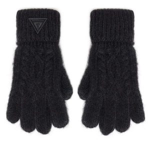 Rękawiczki Damskie Guess. Czarne rękawiczki Guess, z aplikacjami, z dzianiny. Za 129,99 zł.
