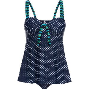 Tankini na fiszbinach (2 części) bonprix niebiesko-biały w groszki. Bikini marki bonprix. Za 89,99 zł.