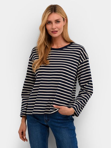 Kaffe Bluzka Winny 10507727 Granatowy Regular Fit. Niebieskie bluzki Kaffe, m, bez wzorów, z bawełny, bez kołnierzyka, bez ramiączek. Za 89,99 zł.