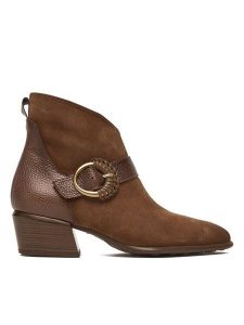 Hispanitas Botki PHI254256 Brązowy. Brązowe botki Hispanitas, bez wzorów, ze skóry, bez obcasa, na słupku, bez zapięcia. Za 579,99 zł.