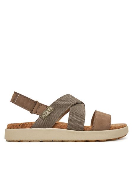 Keen Sandały Elle Criss Cross 1028630 Szary. Szare sandały Keen, bez wzorów, z nubiku, bez obcasa, na płaskiej podeszwie, bez zapięcia. Za 249,00 zł.