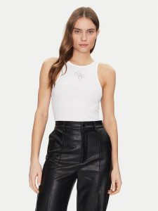 Guess Top W5GP57 KCV52 Biały Regular Fit. Białe topy Guess, xxl, z aplikacjami, z syntetyku, bez kołnierzyka, bez ramiączek. Za 109,99 zł.