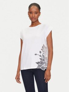 Marciano Guess T-Shirt 5GGI02 6298A Biały Regular Fit. Białe t-shirty Marciano Guess, xs, z aplikacjami, z bawełny, bez kołnierzyka, bez ramiączek. Za 149,99 zł.