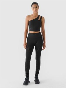 4F Legginsy treningowe szybkoschnące 4F x Anna Lewandowska - czarne L. Czarne legginsy 4f, bez wzorów, z dzianiny, z podwyższonym stanem. W wyprzedaży za 89,99 zł.